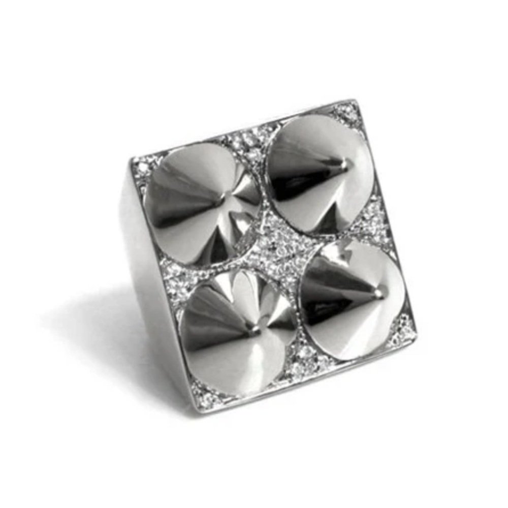 FOUR CONE PYRAMID RHODIUM RING NWT size 7